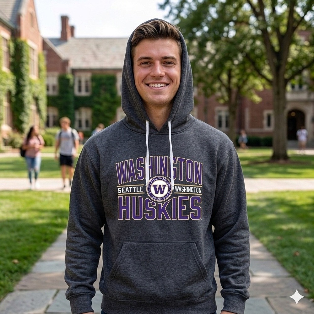 Blue 84 Washington Huskies Hoodie Mens Large Charcoal Gray New